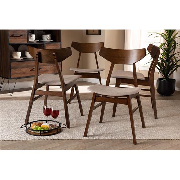 Wholesale Interiors Danica-Latte-Walnut-DC 30.70 x 18.30 x 20.90 in. Baxton Studio Danica Mid-Century Modern Transitional Light Beige Fabric Upholstered & Walnut Brown Finished Wood Dining Chair Set -