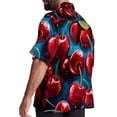 thumbnail image 3 of Cherry Men's Short Sleeve Beach Shirts, Casual Printed Poplin Button Down, Unisex Summer Hawaiian Shirt, 3 of 6