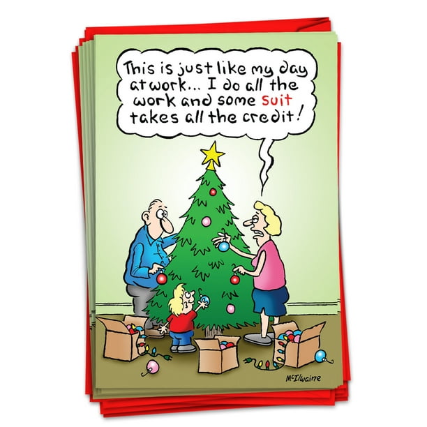 12 Funny Merry Christmas Cards Boxed (1 Design, 12 Cards) - Suit Takes Credit 12 Funny Merry Christmas Cards Boxed (1 Design, 12 Cards) - Suit Takes Credit