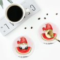 thumbnail image 4 of Honeii Watermelon Gnome print Leather Coaster Set of 4, ideal for safeguarding your furniture from drinks spills and effortless cleanup-Round Shape, 4 of 6