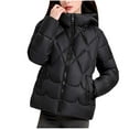 thumbnail image 2 of Njoeus Women's Quilted Winter Coat Lightweight Warm Down Puffer Jacket Fashion Parka Jacket Short Outwear with Pockets （Available in Plus Size) Black L, 2 of 4