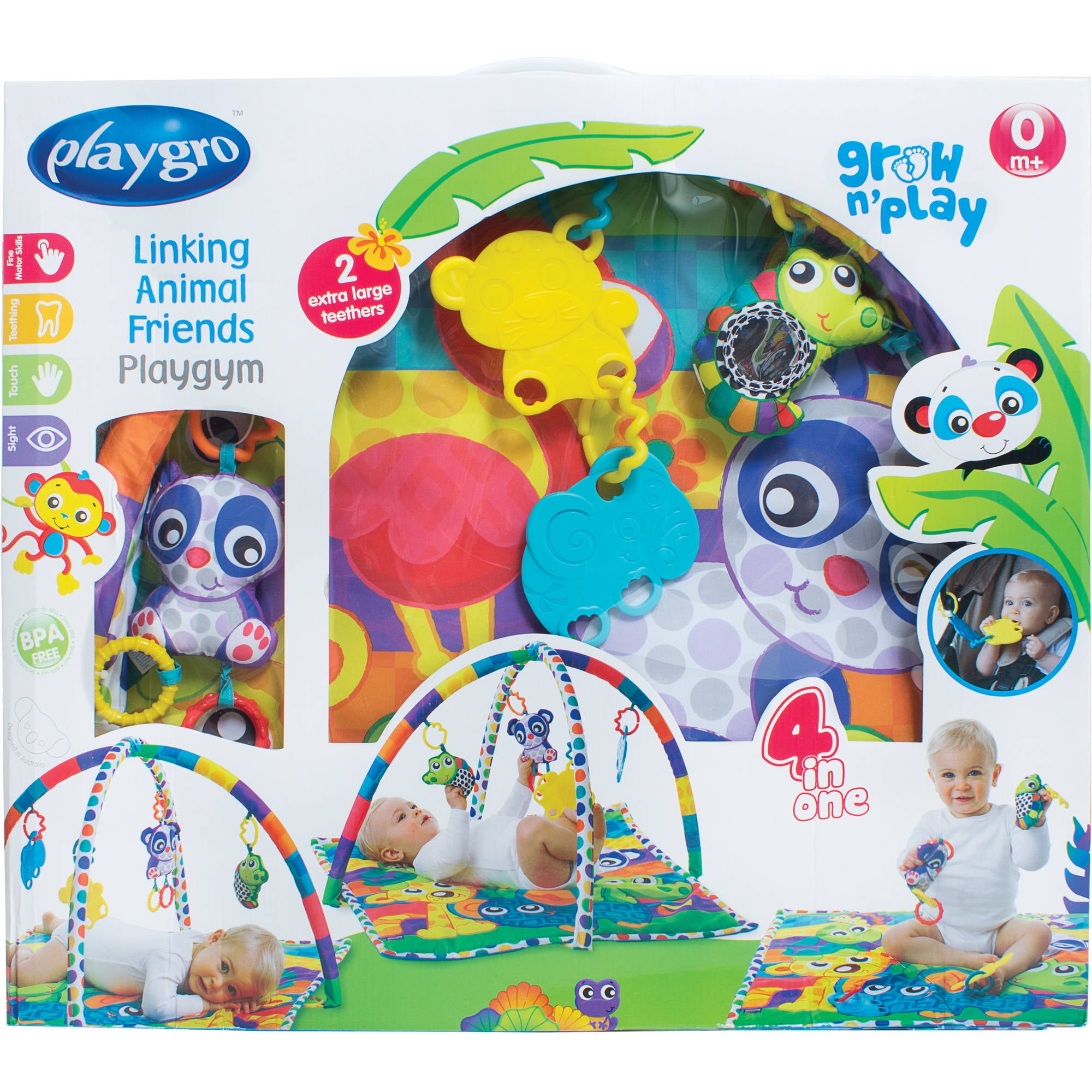 playgro linking animal friends play gym
