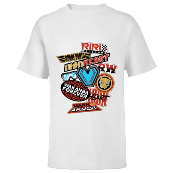 Marvel Black Panther: Wakanda Forever Riri Ironheart Sticker - Short Sleeve T-Shirt for Kids - Customized-White