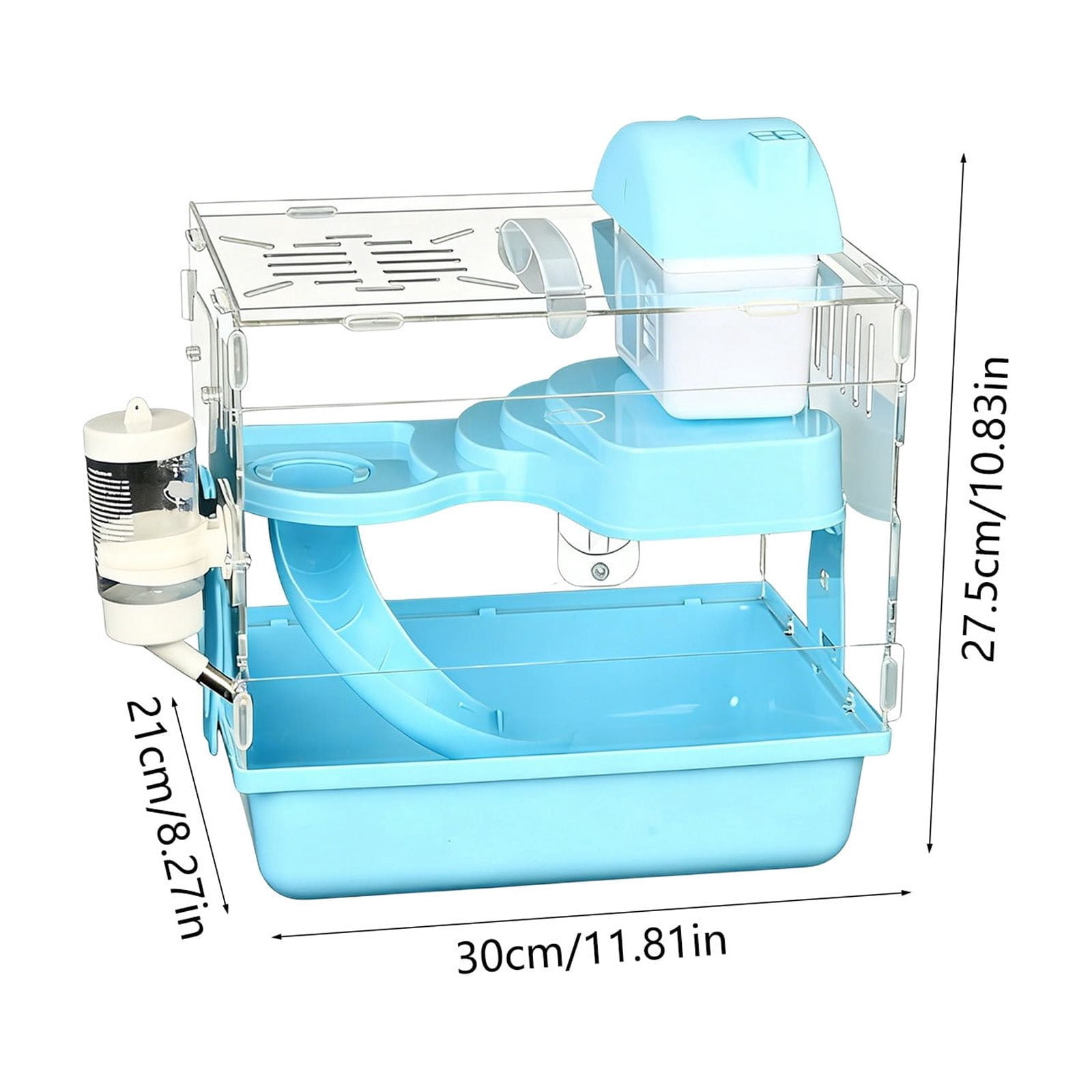 Nebwoak Acrylic Hamster Cage with Tray Bottom Small Animal Habitat Transparent Ventilated Pet Enclosure Indoor Small Pets Cage Escape Proof Easy Clean