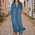 thumbnail image 2 of Women's Fashion Comfortable Loose Solid Color Shirt Collar Casual Long Dress, 2 of 2