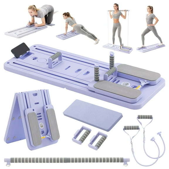 FOROUTIA All-in-One Foldable Pilates Board,Pilates Reformer Set with Timer Core for Home