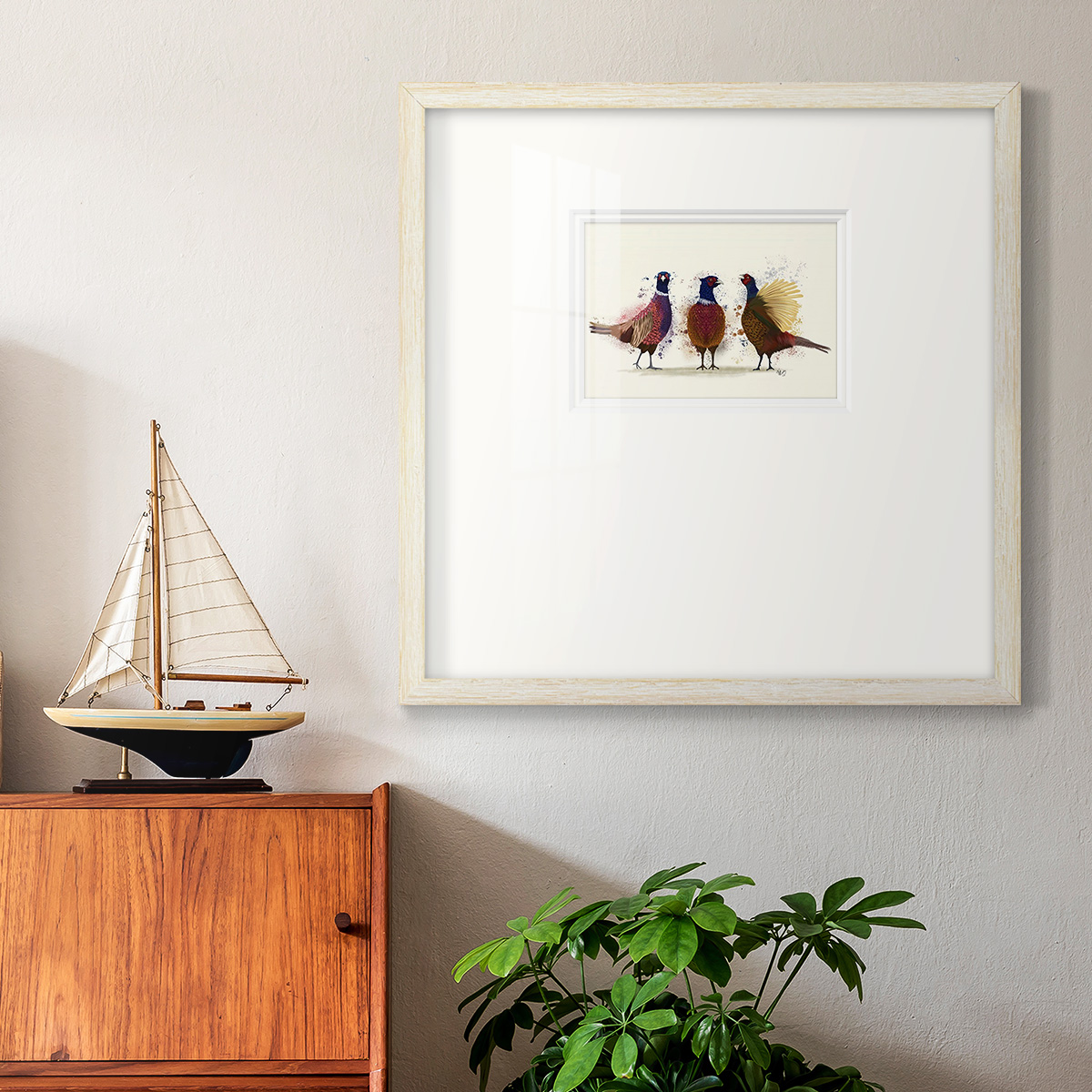 Pheasant TrioPremium Framed Print