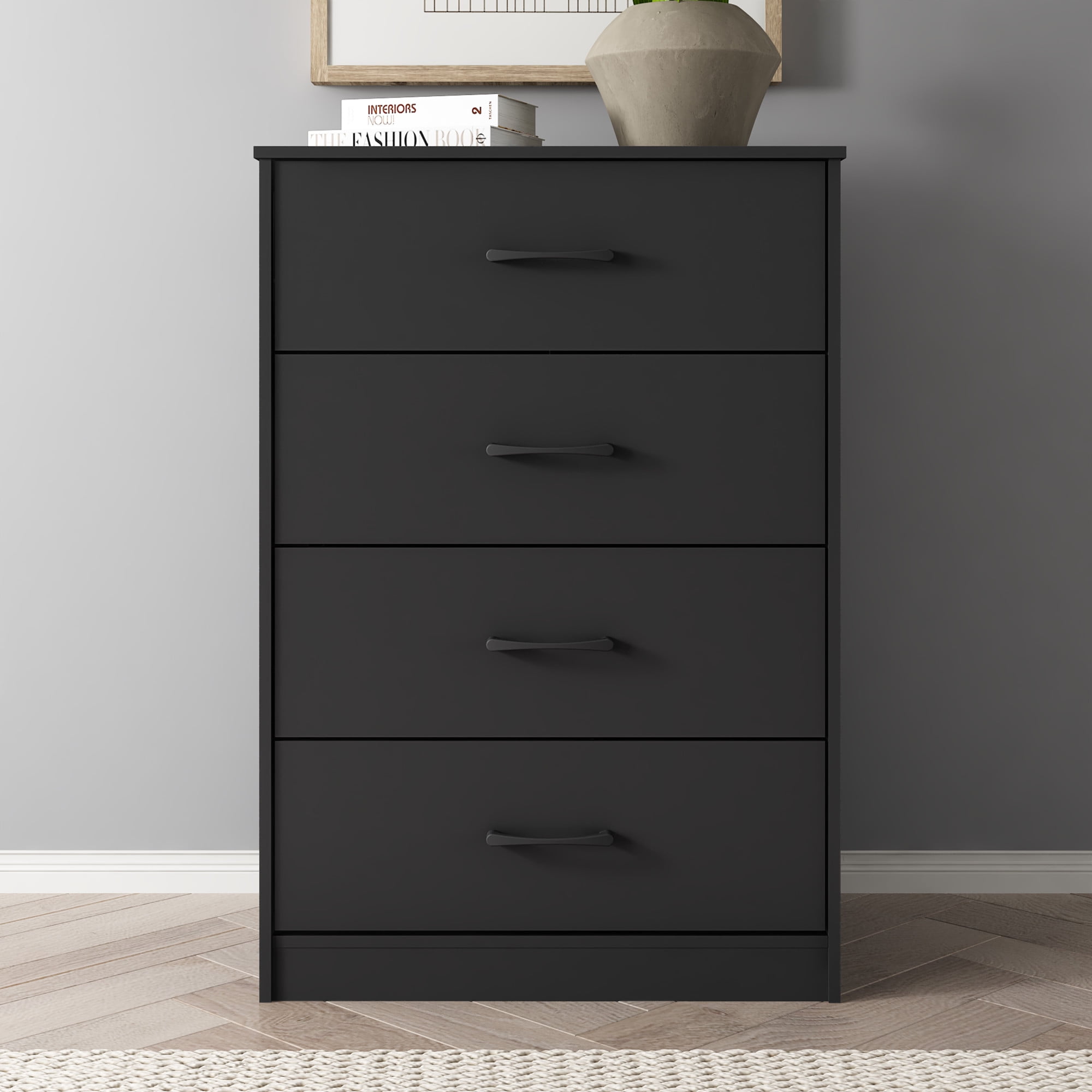 (3 pack) Mainstays Ardent 4 Drawer Dresser, Black