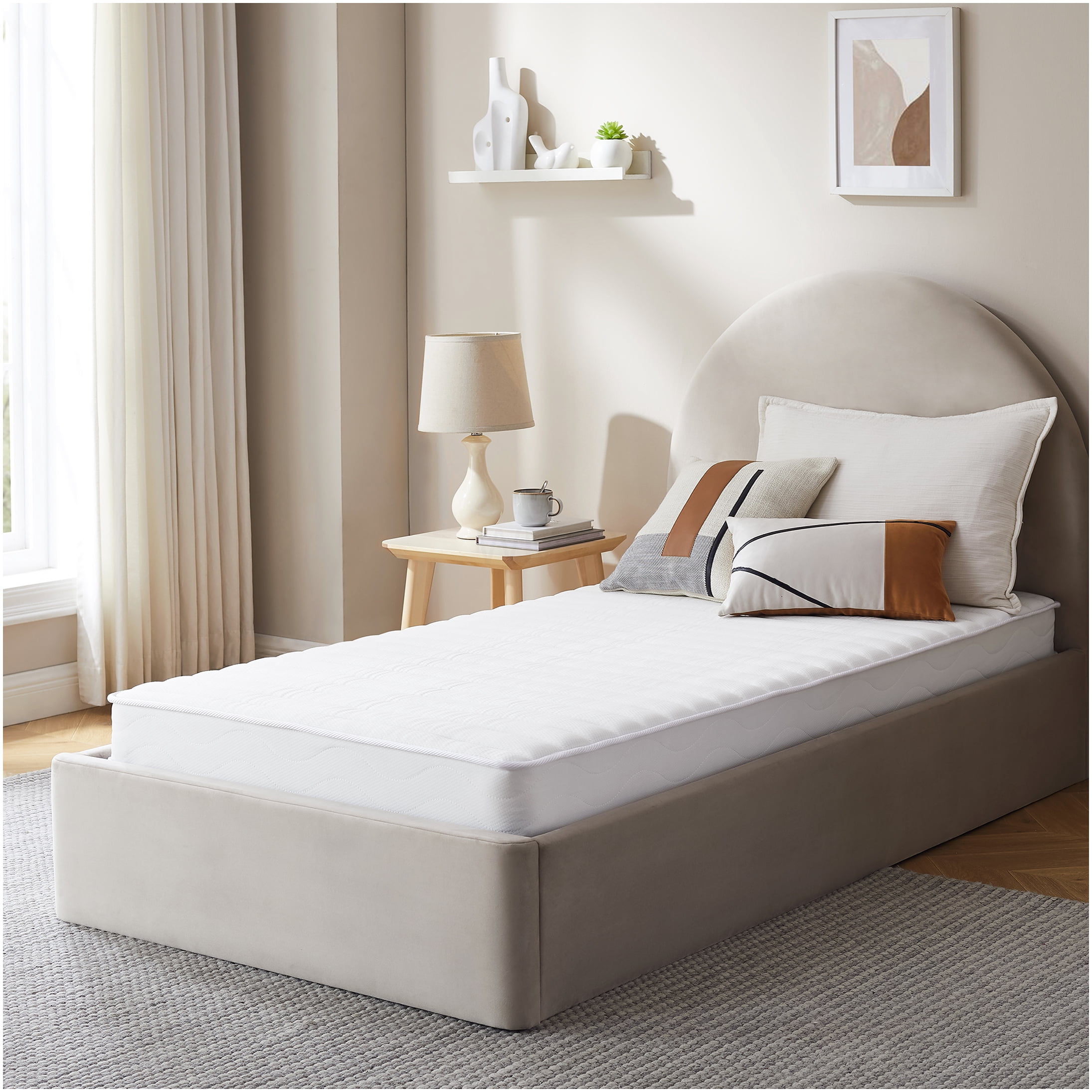 6 Inch Twin Mattress, Medium Firm Feel Bonnell Spring Mattress for Balanced Support and Comfort
