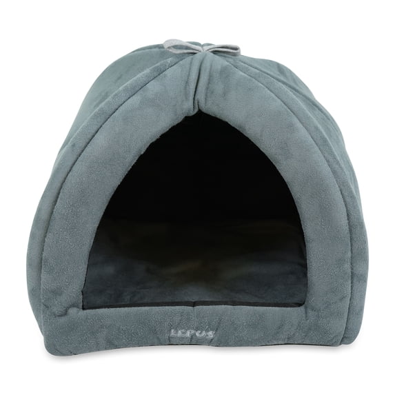 SUSSEXHOME Pets 16.6 x 16.5 x 16.5 Inches Washable Pet Tent Bed - Cozy Covered Medium Cat Bed and Dog Igloo Bed - Dog Cave Bed and Cat House for Indoor Cats - DARK GRAY
