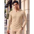 thumbnail image 3 of RICHCOIN Men's V Neck Long Sleeve Shirts Slim Fit Basic T Shirts Ribbed Fashion Tee, 3 of 7