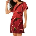 thumbnail image 2 of Naloa Floating Red Chili Peppers Print Women Nightgowns,Womens Loungewear,Short Sleeve Sleepwear,Comfy Ladies Nightdress, 2 of 6