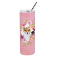 thumbnail image 3 of Carolines Treasures CK4167TBL20 Gobelet Mince en Acier Inoxydable à Double Paroi 20 oz Corgi Fleurs Roses, 3 of 4