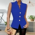 thumbnail image 2 of Waistcoat for Women Button Down Dressy Suit Jacket Notched V Neck Business Office Vest Lightweight Loose Sleeveless Blazer Casual Blue M, 2 of 7