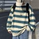 thumbnail image 5 of Sudadera a Rayas con Cuello Redondo para Hombres Primavera Otoño Tops de Manga Larga a Rayas Informales para Hombres de Moda para Viajes Diarios Trabajo Verde XL, 5 of 8