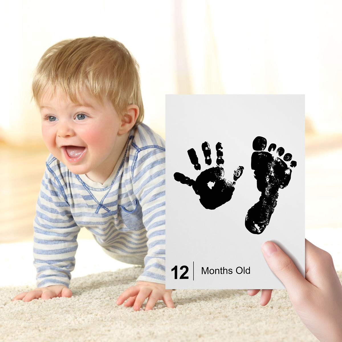 15 Pack Newborn Inkless Monthly Milestone Family Baby Handprint Footprint Kit New Parents Gifts Ink Pad for Baby Hand and Footprints, Dog Paw Print Kit,Dog Nose Print Kit, Clean Touch Newborn Print