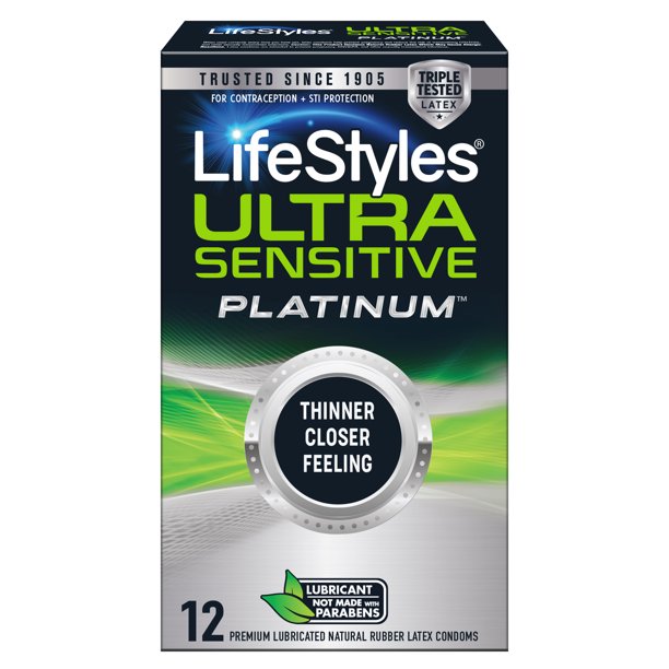 Lifestyles Ultra Sensitive Platinum Latex Condoms 12 Count Walmart Com
