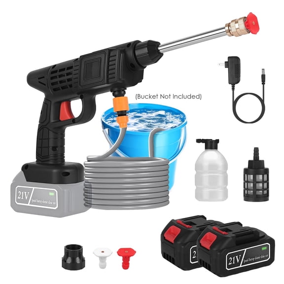 Cordless Pressure Washer Portable Electric Power Washer High Pressure Water Sprayer 400PSI Car Washer Cleaner with 0° & 40° Nozzle Foam Bottle Filter 1200mAh 21V Battery and Charger