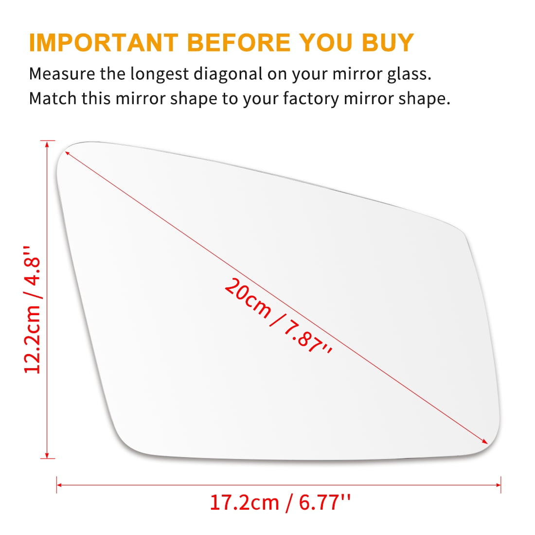 Unique Bargains Mirror Glass Heated RH Rearview Mirrors