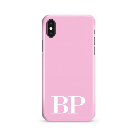Personalised Pink x White Initials iPhone XS Max Case, iPhone 13