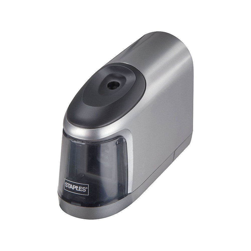 Staples Slimline Battery Operated Pencil Sharpener Silver/Black (17813