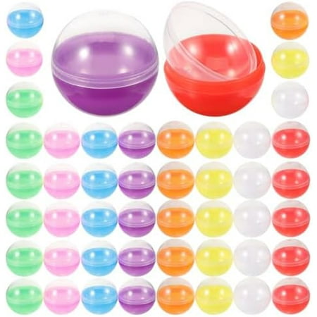 50 Pack Capsule Vending Machine Translucent, 1.7 Inch Empty Plastic Gumball Toys for DIY Craft Supplies, Easter Basket Stuffers Gifts Pinata Stuffers
