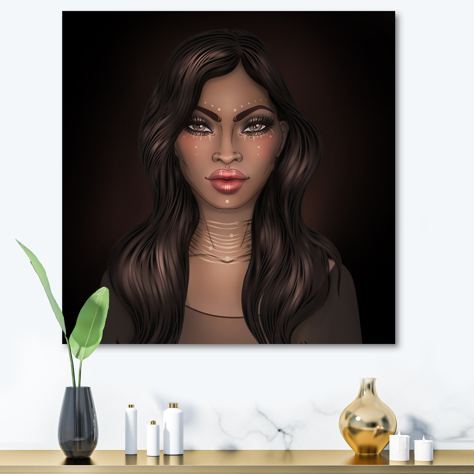 Portrait of Afro American Woman IV 36 in x 36 in Painting Canvas Art Print, by Designart