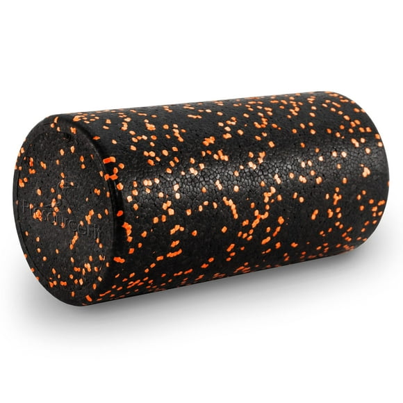 Prosourcefit High Density Foam Rollers 12 - Inches Long,Firm Full Body Athletic Massage Tool For Back Stretching, Yoga, Pilates, Post Workout Muscle Recuperation, Black/Orange