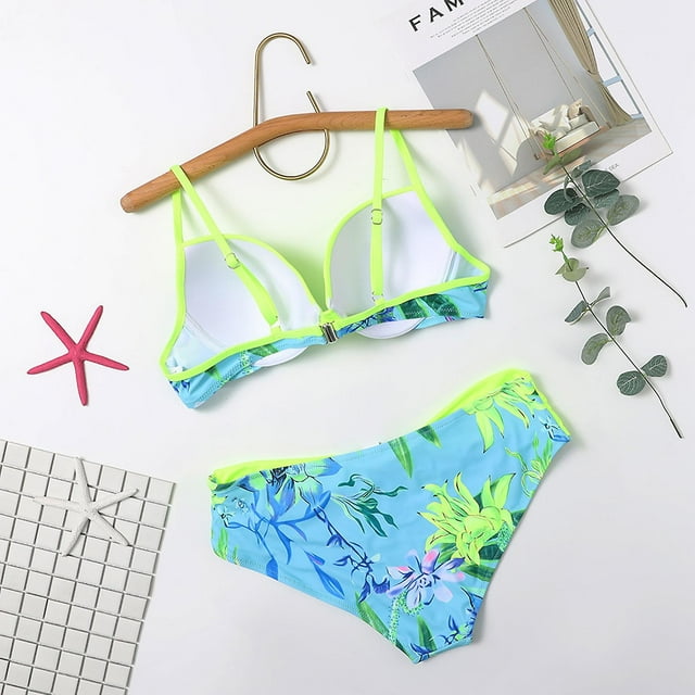 Traje de baño HUOGUO Sexy con estampado de hojas divididas para mujer
