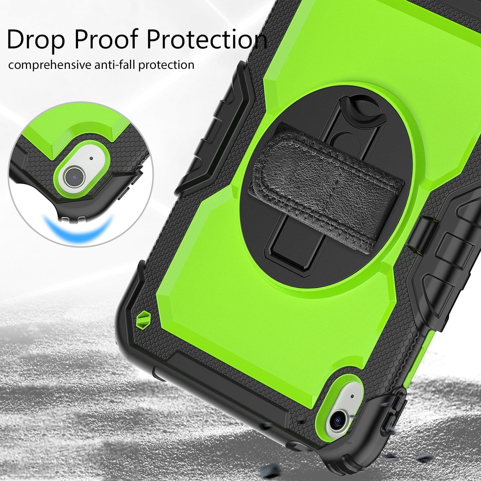 Allytech Shockproof Case for Apple iPad 11th 10th Gen 10.9 " with Build In Screen Protector, Rugged Rotating Stand Shoulder Strap Pencil Holder Bumper Kids Case for Apple iPad 10.9" 2025 2022