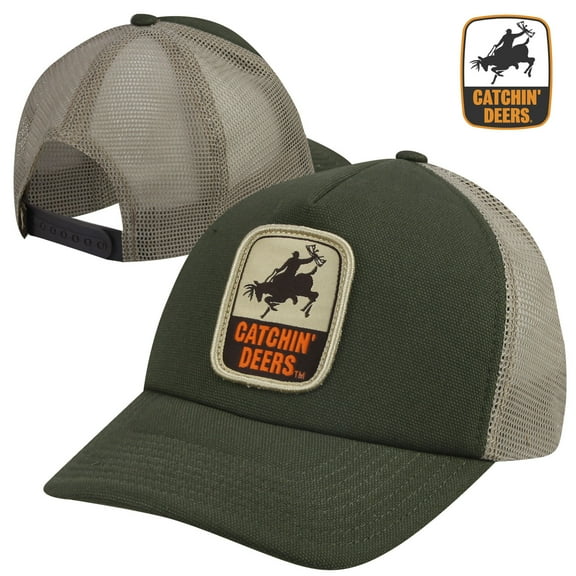 Catchin' Deers Giddy Premium Canvas Trucker Cap- Green/Tan