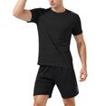 thumbnail image 4 of hotojiny Mens Summer Track Suits 2 Piece Shorts Sets Fashion Short Sleeve Top Loose Fit Shorts Workout Sweatsuit Outfits(Black,X-Large), 4 of 6