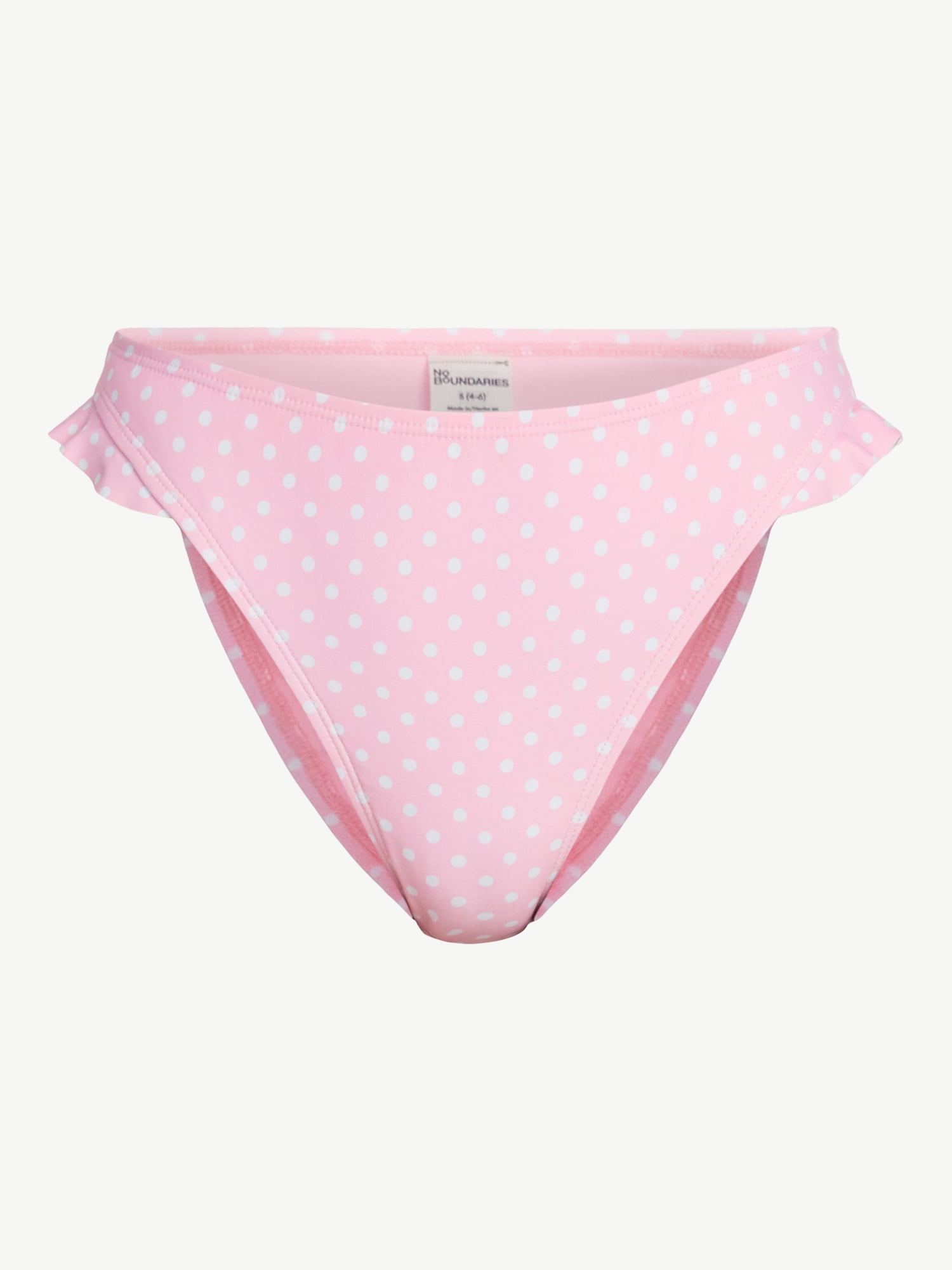 No Boundaries Femme Polka Dot Ruffle Bikini Bottoms, Women’s XXS-XXL