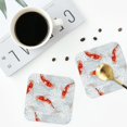 thumbnail image 5 of Fuzoiu Koi Fish Corals,Spring Summer Print Leather Coasters Set,Drink Coasters Set of 6,for Tabletop Protection, Durable PVC Coasters,Home Décor and Housewarming Gift,Square, 5 of 7