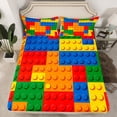 thumbnail image 1 of Erosebridal Games Bed Sheets Adults,Color Building Blocks Fitted Sheet Twin Size,Reversible Toy Brick Bed Set,3D Construction Bedding Set with 1 Pillowcase,no Top Sheet（No Top Sheet）, 1 of 5