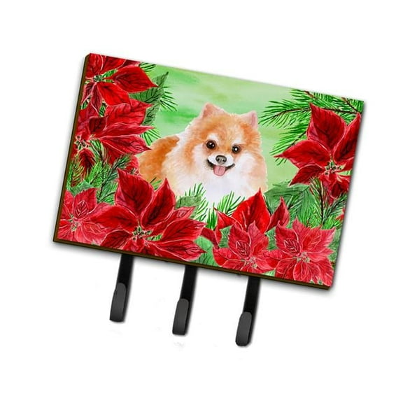 Pomeranian No 2 Poinsettas Leash or Key Holder