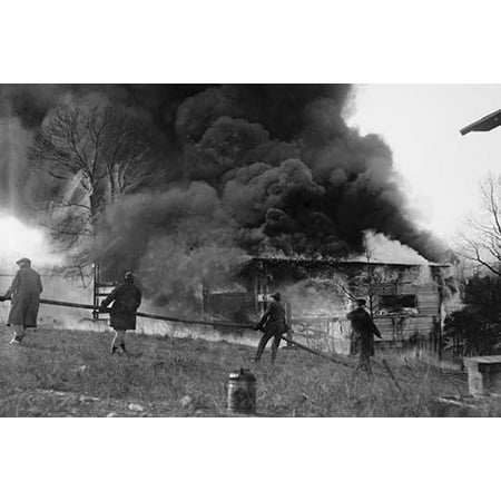 Blaze at Camp Leech US Army uses the grounds of the American  University Firefighter fight fire Poster Print by