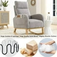 thumbnail image 4 of Accent Rocking Chair, Single Lounge Chair with High Backrest and 2 Side Pocket, Upholstered Rocking Armchair, Modern Rocker with Solid Wood Legs for Living Room, Apartment, Office, Gray Teddy, 4 of 7