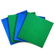 Variety Pack Classic Baseplates (Set Of 4 - 10" X 10") Compatible With All Major Brands Of Building Blocks -- Green And Blue -- By Creative Qt