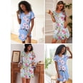 thumbnail image 3 of Avidlove 2 Pack Women Nightgown Sleepwear Flare Short Sleeve Sleepshirts V Neck Sleepdress Causal Pajama Dress S-XXL, 3 of 7