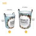 thumbnail image 2 of Lsque World Travel pattern Laundry Hamper Basket, Tall Woven Rope Hamper Basket for Clothes, Lightweight Storage Basket, Collapsible Waterproof-Small, 2 of 8