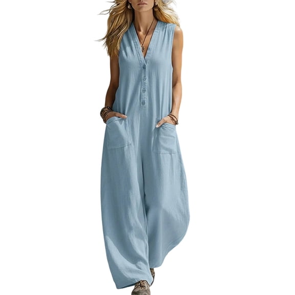 Womens Casual Sleeveless Jumpsuit Romper for Women Summer Beach Holiday One-Piece Outfit S