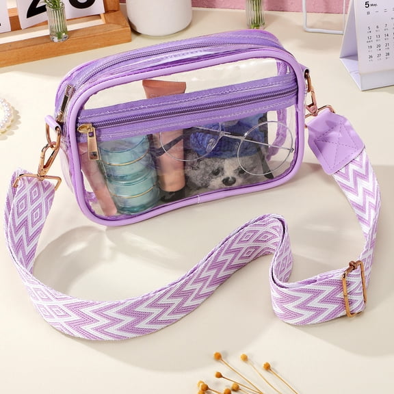 FRCOLOR  Messenger Small Bag Transparent for Concerts Clear Stadium Bags Women Purse Tote Travel Violet