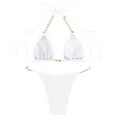 thumbnail image 6 of Youmylove Women Swimwear Sexy Chain Padded Bikini Set Beachwear Swimwear V-Neck Swimsuit With Removable Cups Holiday Beachwear, 6 of 6