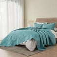 thumbnail image 6 of Extra Wide Oversized King Bedspreads 128x120 for Tall King or Cal King Bed Ultrasonic Quilted Coverlet Set 3 Piece Include 1 Quilt 2 Pillowcases Blue, 6 of 7