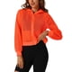 thumbnail image 1 of Chaqueta con puños acanalados INSPIRE CHIC para mujeres, sudadera con capucha, chaqueta bomber de malla, XS, naranja, 1 of 6