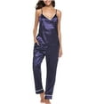 thumbnail image 3 of ZAXARRA Women Lady Silk Satin Pajamas Set Sleepwear Homewear, 3 of 5