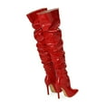 thumbnail image 6 of UngA Mid Calf Boots Women's Thigh High Sexy Over The Knee Pullon Trendy Comfortable Chunky High Heel Boots Red,6, 6 of 7