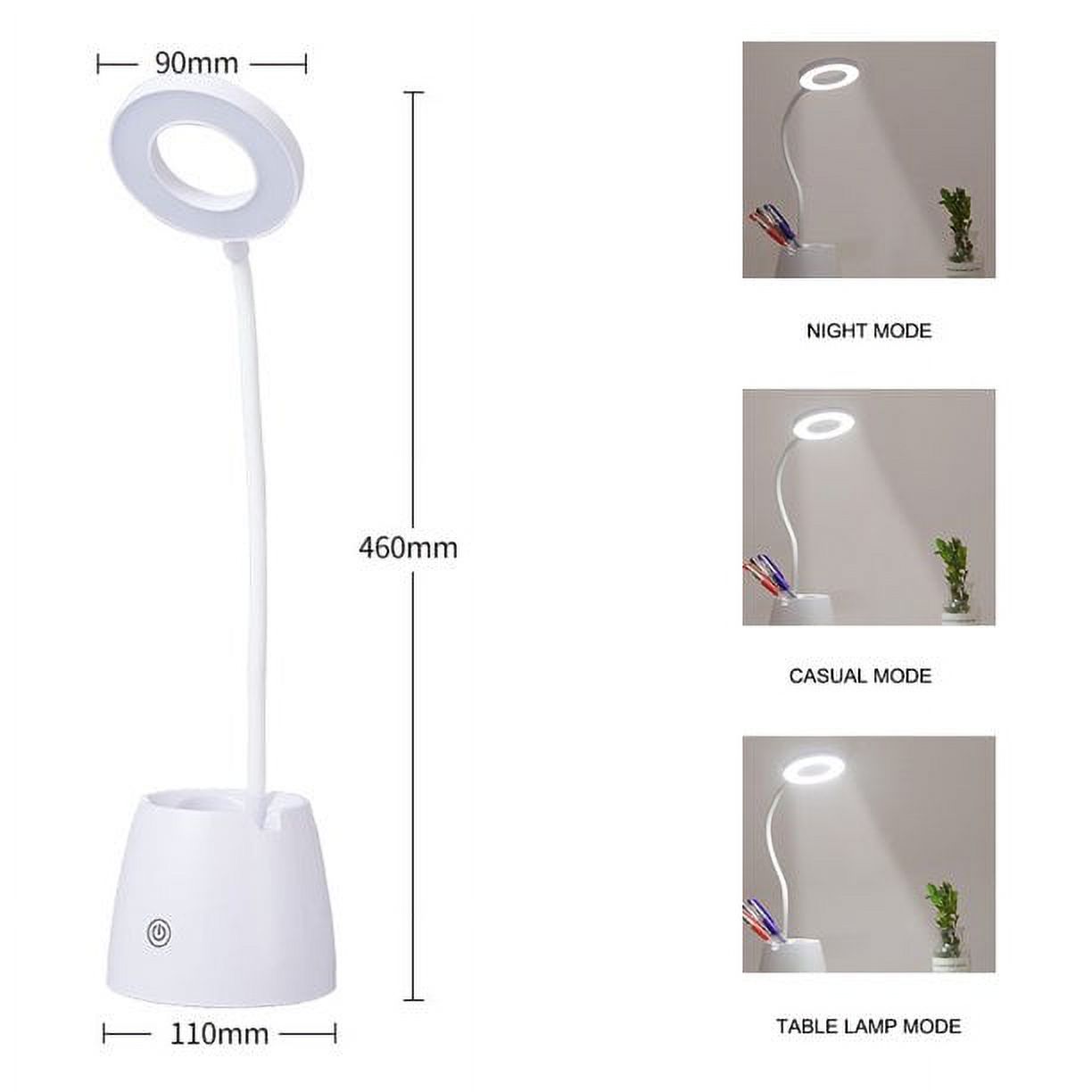 Warm Led Table Lamp Usb Rechargeable Table Lamp, Ring Flexible Touch Cordless Dimmable Memory Bed Reading Table Learning Lamp With Pen Holder
