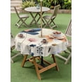 thumbnail image 4 of Outdoor Tablecloth with Umbrella Hole for Patio/Picnic/Party/Camping, Blue Yellow Flowers Waterproof Table Cloth Round Cover Washable, Spring Summer Garden Wildflowers Retro (Dia 54"), 4 of 8